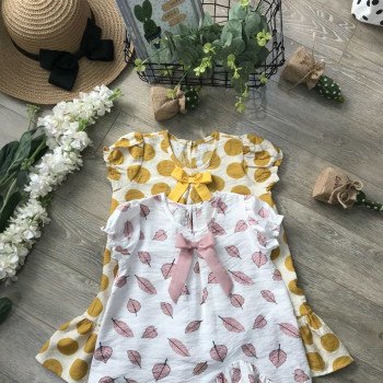 Váy hoa đũi tơ vạt chếch size 4-8  - VD50305